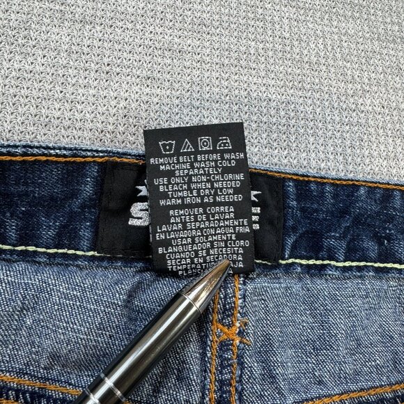 Squeeze Womens Denim Jean Pencil Skirt Above-Knee Blue Dual Color Stitching Sz 1 - Picture 11 of 11